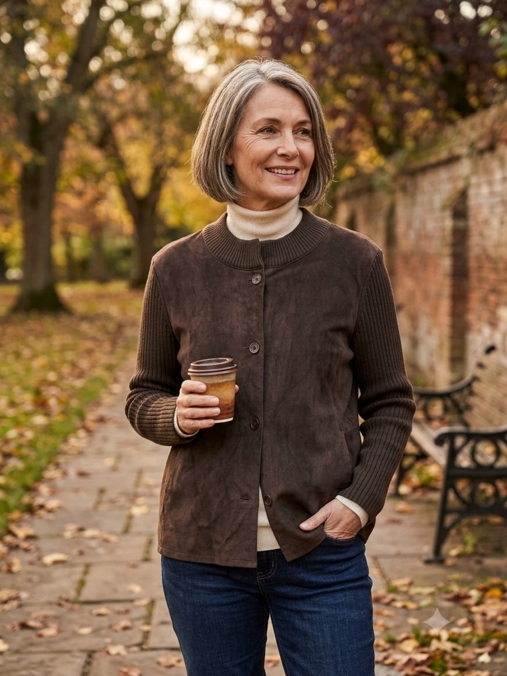 TALBOTS Chocolate Brown Pure Italian Merino Wool Suede Front Cardigan Jacket XL
